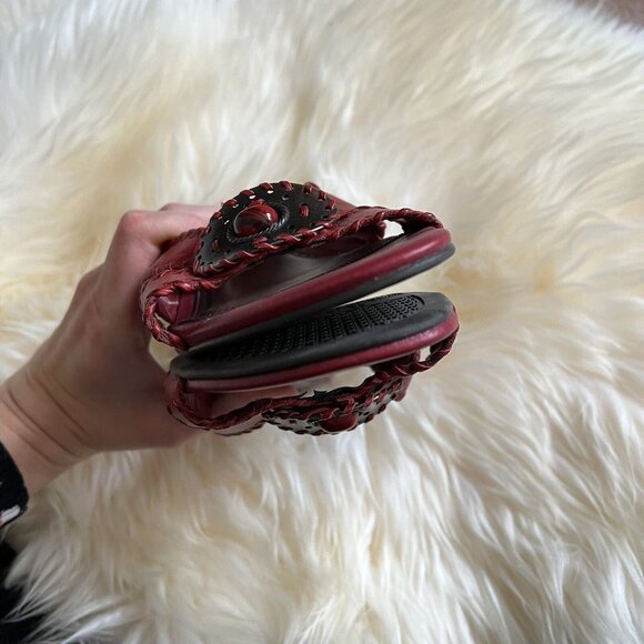 Ladies Naturalizer Dumas Red Leather Sandals Shoes Size 10M New Womens Heels - Picture 7 of 9